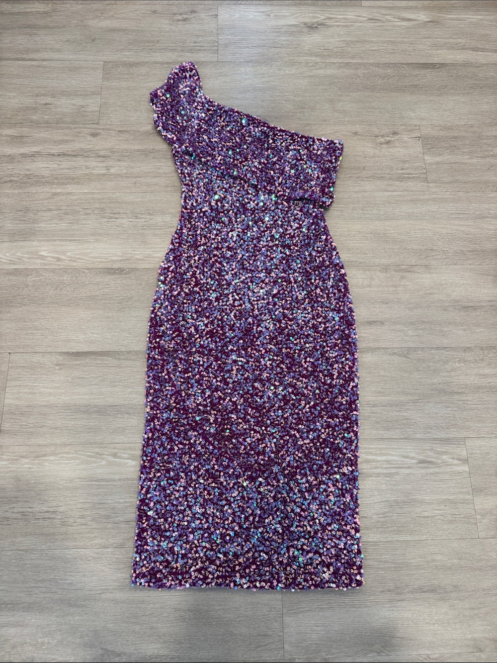 Bella Barnett Purple Sequin Midi Dress L